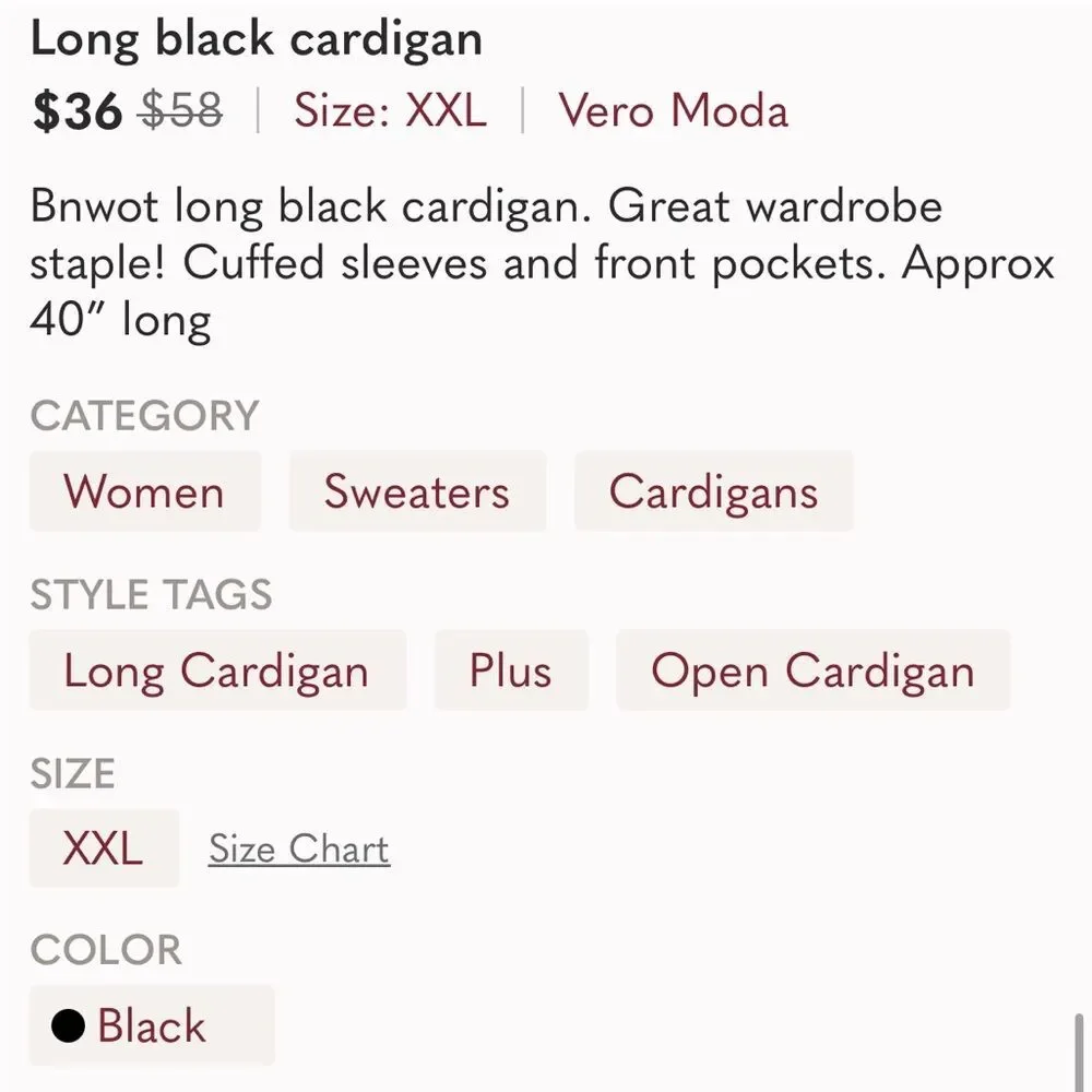 Long black cardigan